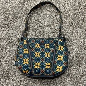 LUG Swivel Tiles Teal Expandable RFID Shoulder Bag Travel Quilted Colorful